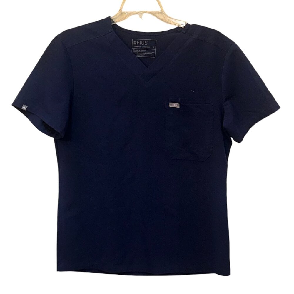 FIGS Leon Three Pocket Scrub Top Navy Medium Healthcare Medical Hospital Nurse